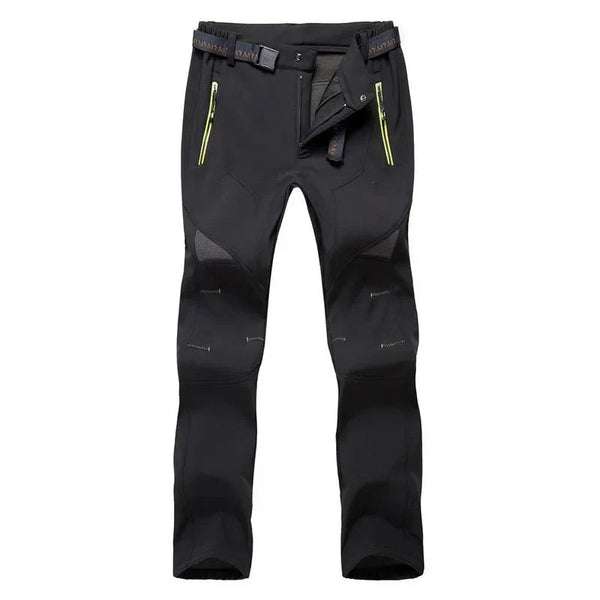 Pantalón térmico para hombre con forro polar resistente al viento, color negro