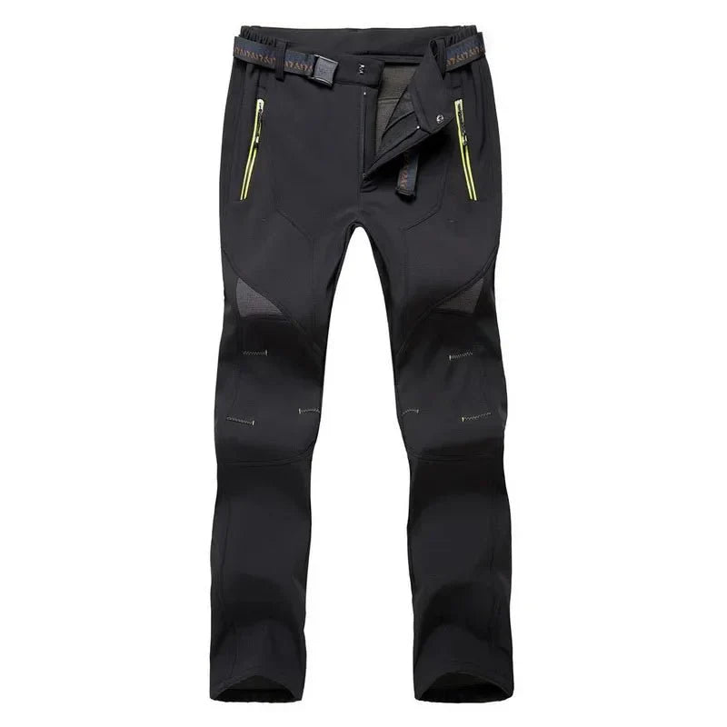Pantalón térmico para hombre con forro polar resistente al viento, color negro