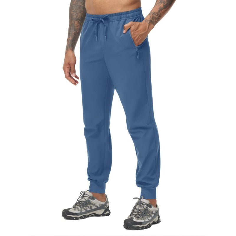 Pantalón de hombre con cinturilla elástica tejido 92% poliéster 8% elastano, color azul
