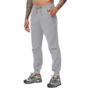 Pantalón de hombre con cinturilla elástica tejido 92% poliéster 8% elastano, color gris claro