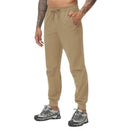 Pantalón de hombre con cinturilla elástica tejido 92% poliéster 8% elastano, color caqui