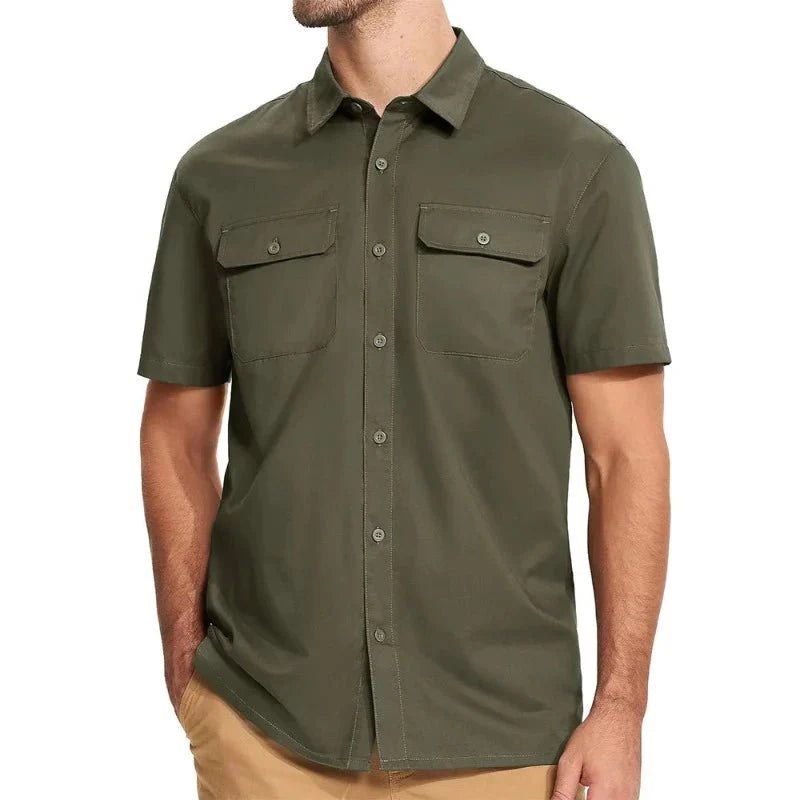 Camisa de manga corta para hombre, cómoda, transpirable y de secado rápido, color verde