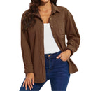 Camisa oversize de terciopelo con manga larga para mujer poliéster, color marrón