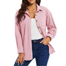 Camisa oversize de terciopelo con manga larga para mujer poliéster, color rosa