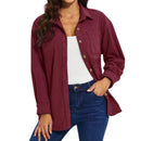 Camisa oversize de terciopelo con manga larga para mujer poliéster, color vino