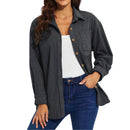 Camisa oversize de terciopelo con manga larga para mujer poliéster, color gris oscuro