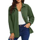 Camisa oversize de terciopelo con manga larga para mujer poliéster, color verde