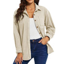 Camisa oversize de terciopelo con manga larga para mujer poliéster, color beige