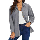 Camisa oversize de terciopelo con manga larga para mujer poliéster, color gris claro