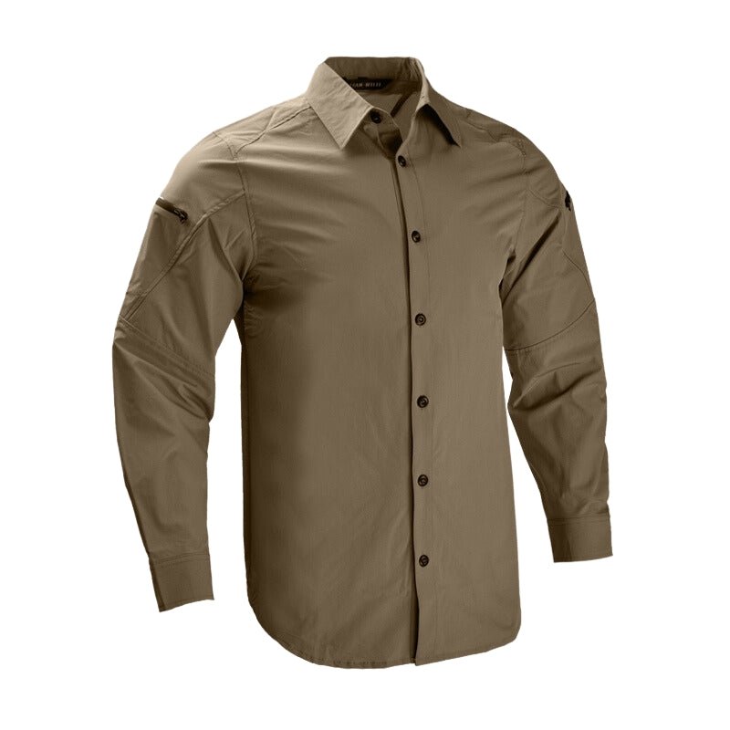 Camisa de manga larga para hombre transpirable y de secado rápido, color caqui