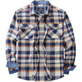 Camisa de franela a cuadros 100 % algodón de manga larga para hombre, amarillo