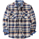 Camisa de franela a cuadros 100 % algodón de manga larga para hombre, amarillo