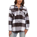 Camisa de franela a cuadros para mujer, diseño holgado, negro y blanco