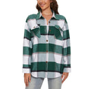 Camisa de franela a cuadros para mujer, diseño holgado verde y blanco