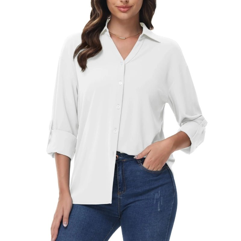 Camisa de manga larga para mujer Ligero, de secado rápido y cómodo, color blanco