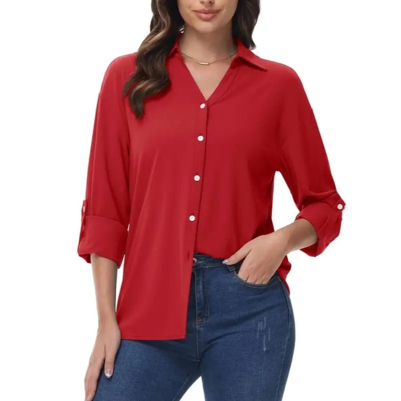 Camisa de manga larga para mujer Ligero, de secado rápido y cómodo, color rojo