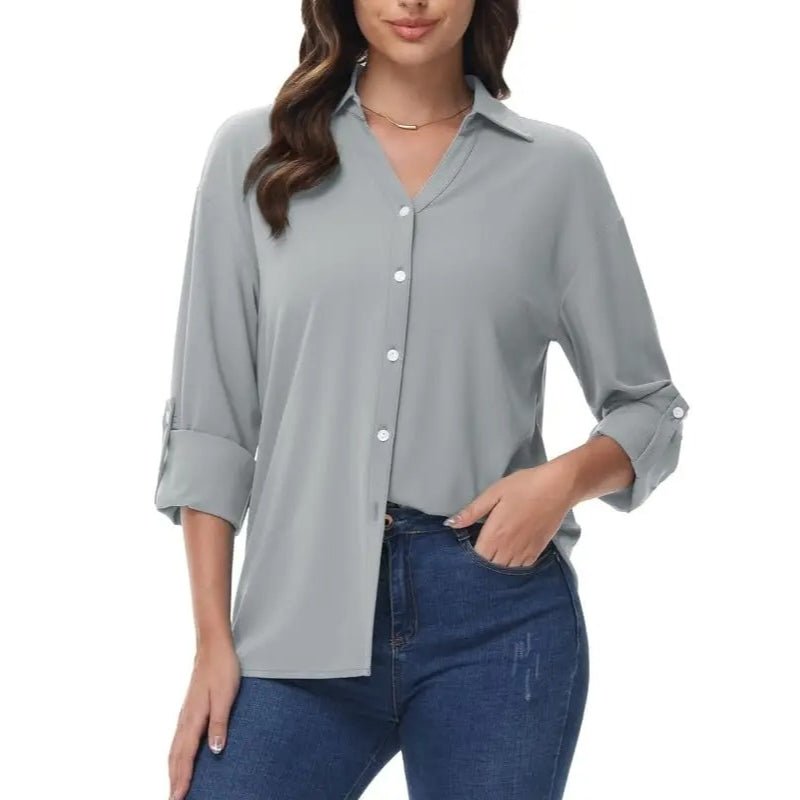 Camisa de manga larga para mujer Ligero, de secado rápido y cómodo, color gris claro