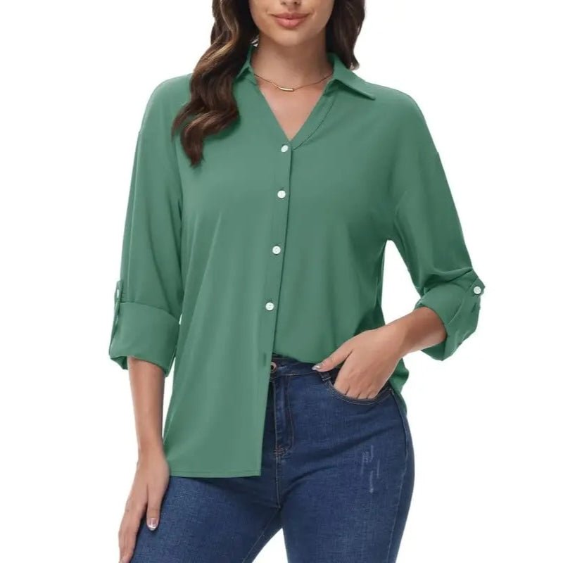 Camisa de manga larga para mujer Ligero, de secado rápido y cómodo, color verde