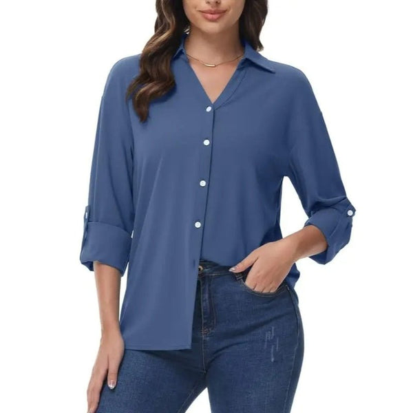 Camisa de manga larga para mujer Ligero, de secado rápido y cómodo, color azul claro