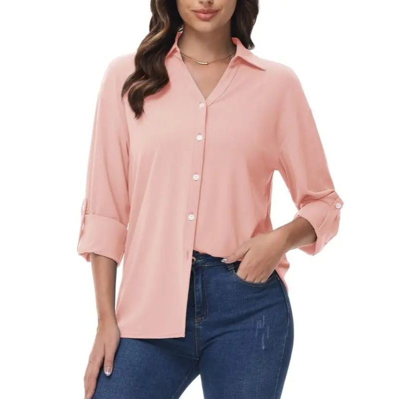Camisa de manga larga para mujer Ligero, de secado rápido y cómodo, color rosa