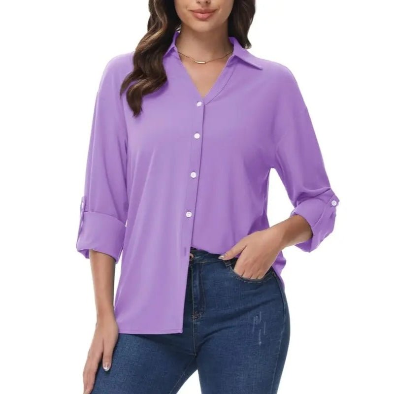 Camisa de manga larga para mujer Ligero, de secado rápido y cómodo, color lila