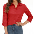 Camisa de manga larga para mujer, color rojo