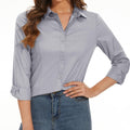Camisa de manga larga para mujer, gris claro