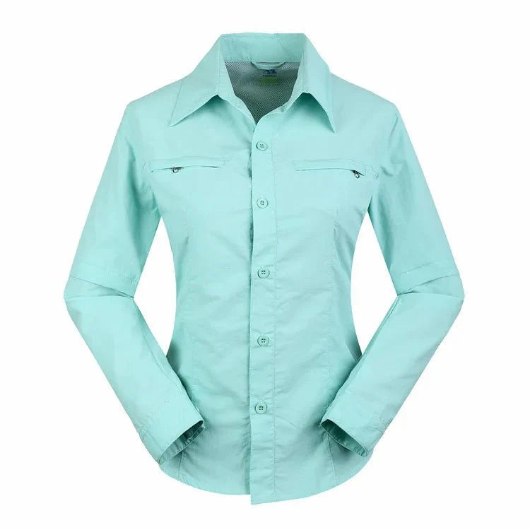 Camisa 2 en 1 de manga larga o corta para mujer poliéster y algodón, color azul