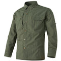 Camisa de manga larga para hombre con bolsillos en el pecho, verde