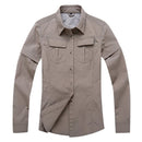 Camisa de manga larga 2 en 1 para mujer, manga desmontable material poliéster, color caqui