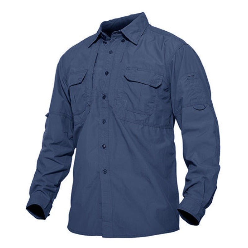 Camisa de manga larga para hombre tejido de nailon, color azul