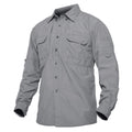 Camisa de manga larga para hombre tejido de nailon, color gris claro