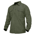 Camisa de manga larga para hombre tejido de nailon, color verde