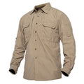 Camisa de manga larga para hombre tejido de nailon, color caqui