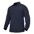 Camisa de manga larga para hombre tejido de nailon, color azul oscuro