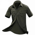 Camisa cómoda de manga corta para hombre Apertura en la parte posterior para circulación del aire, color verde
