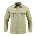Camisa de manga larga para hombre transpirable y de secado rápido 
tejido de nailon, color caqui