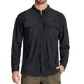Camisa de manga larga para hombre con protección UPF 50+mangas con guía de botones para mangas cortas, color negro