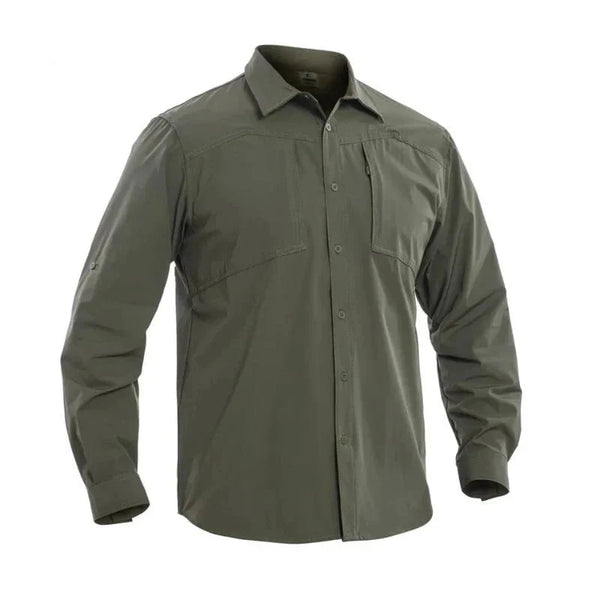 Camisa de manga larga para hombre tejido de nailon y elastano, color verde