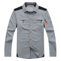 Camisa de manga larga para hombre con protección UV tejido de poliéster, color gris