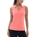 Camiseta de mujer sin mangas, cuello en V y cremallera, con protección solar UPF 50+, color rosa claro