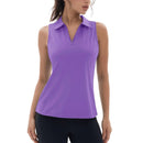 Camiseta de mujer sin mangas, cuello en V y cremallera, con protección solar UPF 50+, color lila