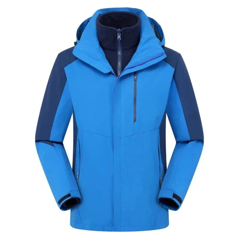 Chaqueta Harris cortavientos de hombre con capucha e impermeable azul