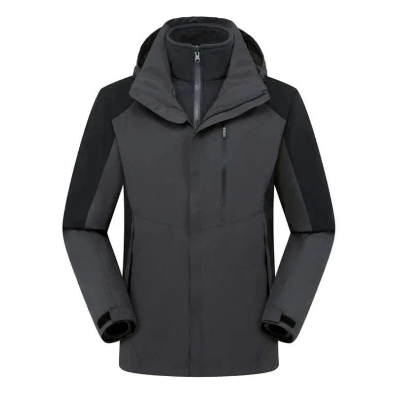 Chaqueta Harris cortavientos de hombre con capucha e impermeable gris