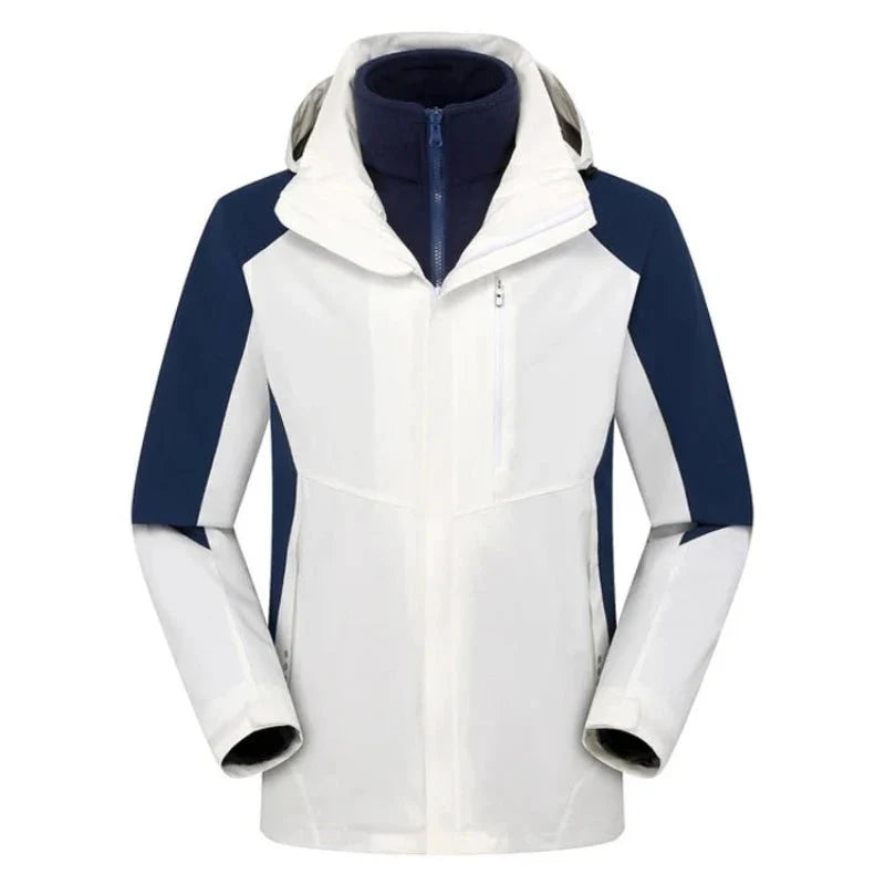Chaqueta Harris cortavientos de hombre con capucha e impermeable blanco