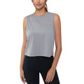 Camiseta sin mangas corta para mujer con protección UPF 50+. Tejido de poliéster, elastano, color gris clara