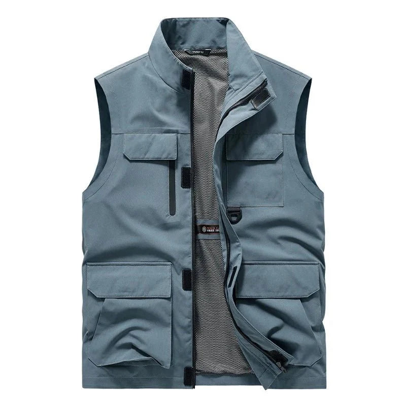Chaleco funcional, para todas las estaciones tejido de algodón y poliéster, color azul