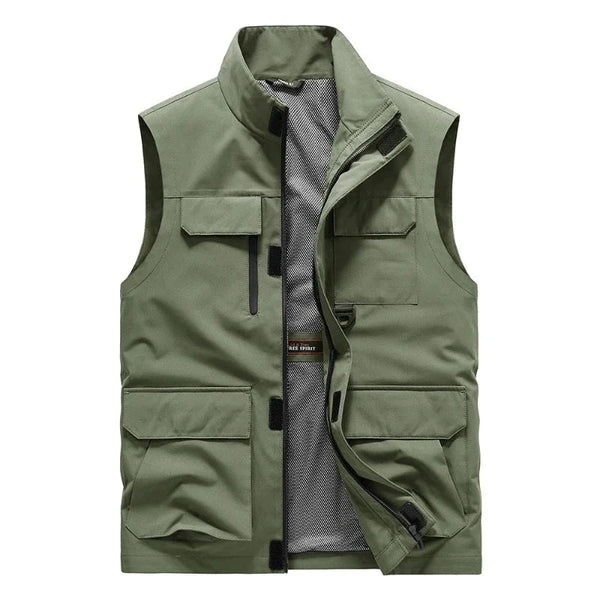 Chaleco funcional, para todas las estaciones tejido de algodón y poliéster, color verde
