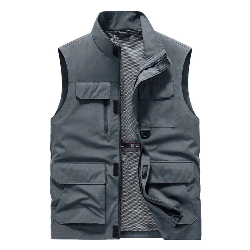 Chaleco funcional, para todas las estaciones tejido de algodón y poliéster, color gris
