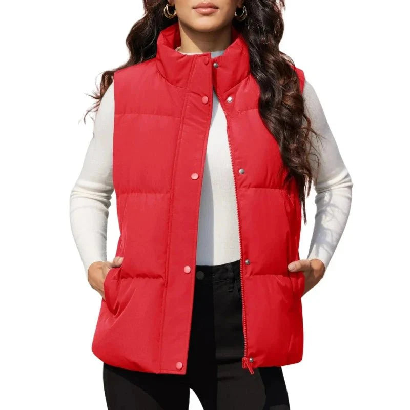 Chaleco acolchado para mujer, transpirable, suave y cómodo Material exterior: Poliéste, color rojo